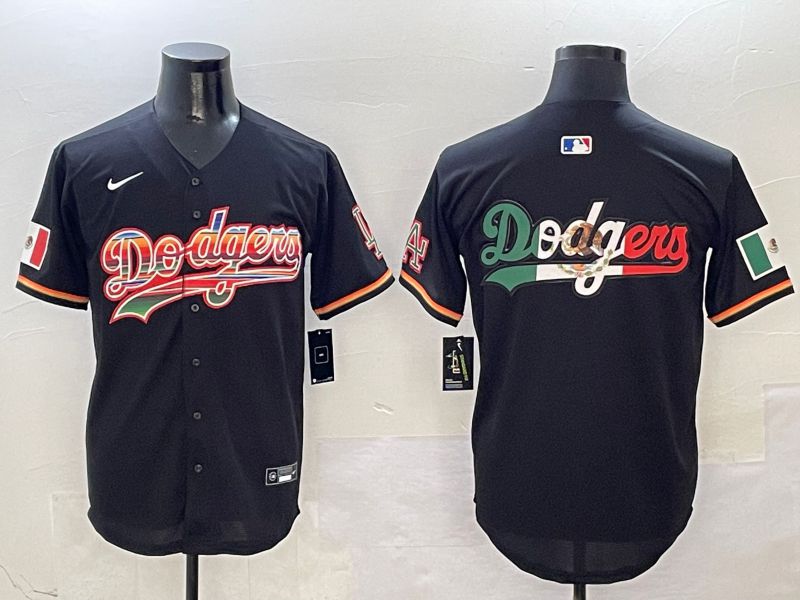 Men Los Angeles Dodgers Blank Black rainbow Nike 2025 MLB Jersey style 8